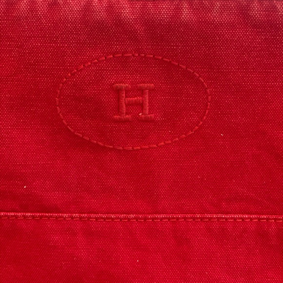 Hermes Bolide Red Canvas Cosmetic Bag preloved Vintage - Picture 1 of 13